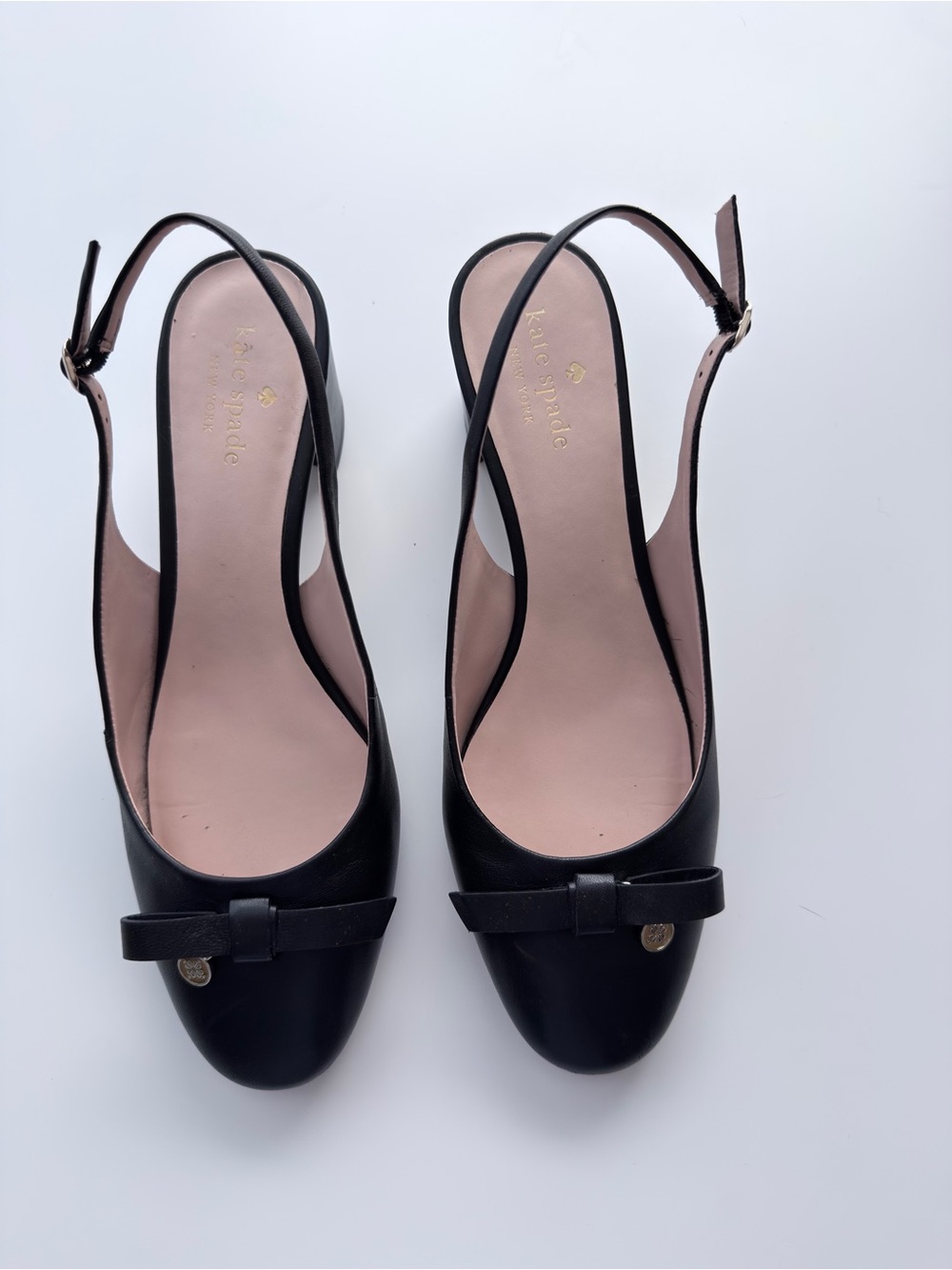 Kate Spade New York Black Leather Bow Slingback Pumps 11B